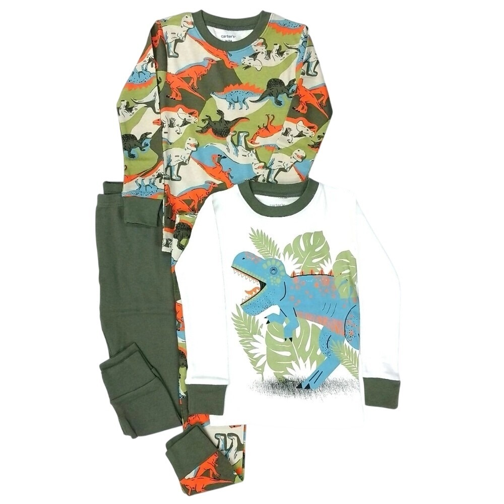 Carters Kids 4 Piece Pajama Set 12M Dinosaur Print Cotton Sleepwear 1P842710